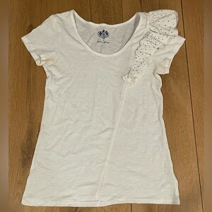Juicy Couture Cream Ruffled Short Sleeve Tee